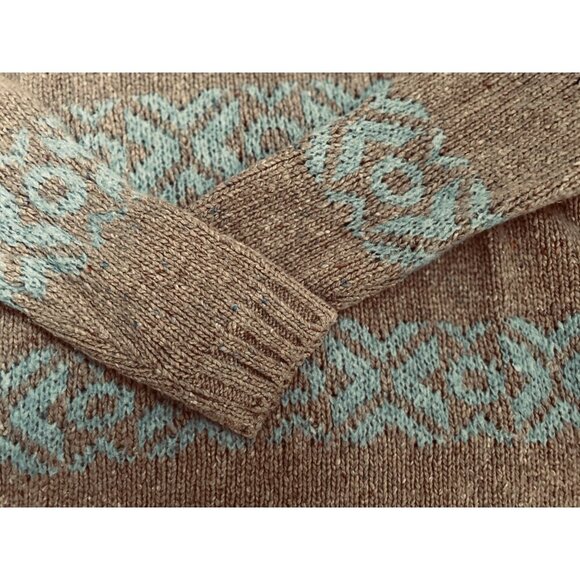 Elsamanda Made In Italy Crewneck Brown & Blue Nordic Pattern Wool Blend Preppy S - Picture 3 of 13